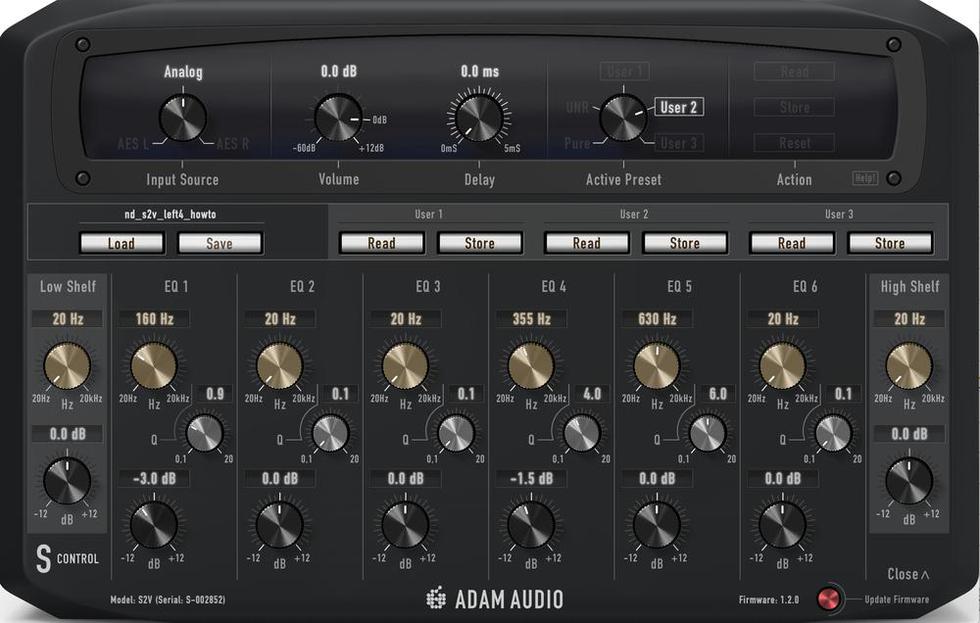 Adam audio S control on Adam S2V
